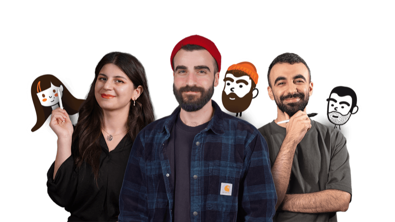 The 92learns team holding illustrated avatars of themselves